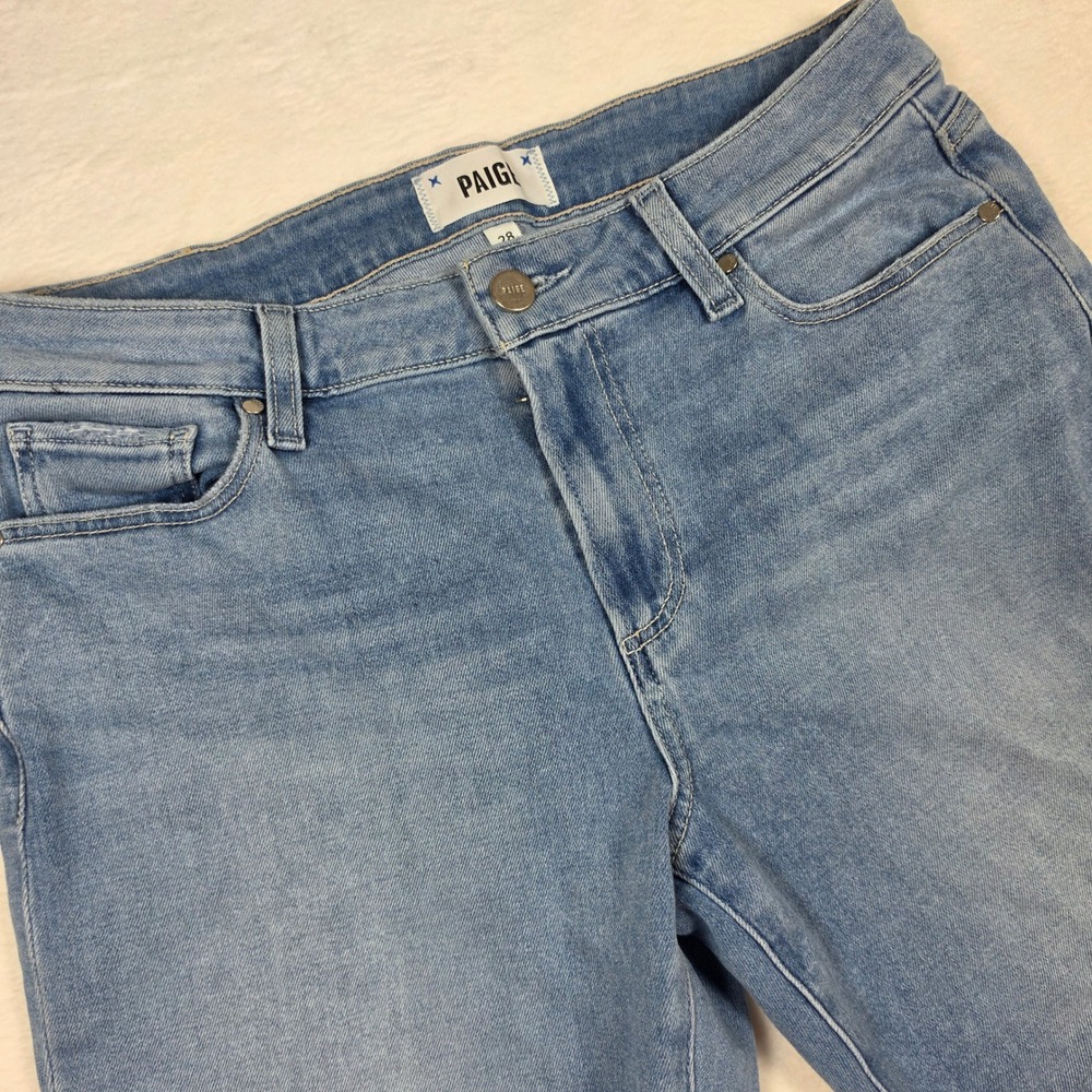Paige Brigitte Petite Slim Boyfriend Jeans Light Wash Distressed Blue Denim 28